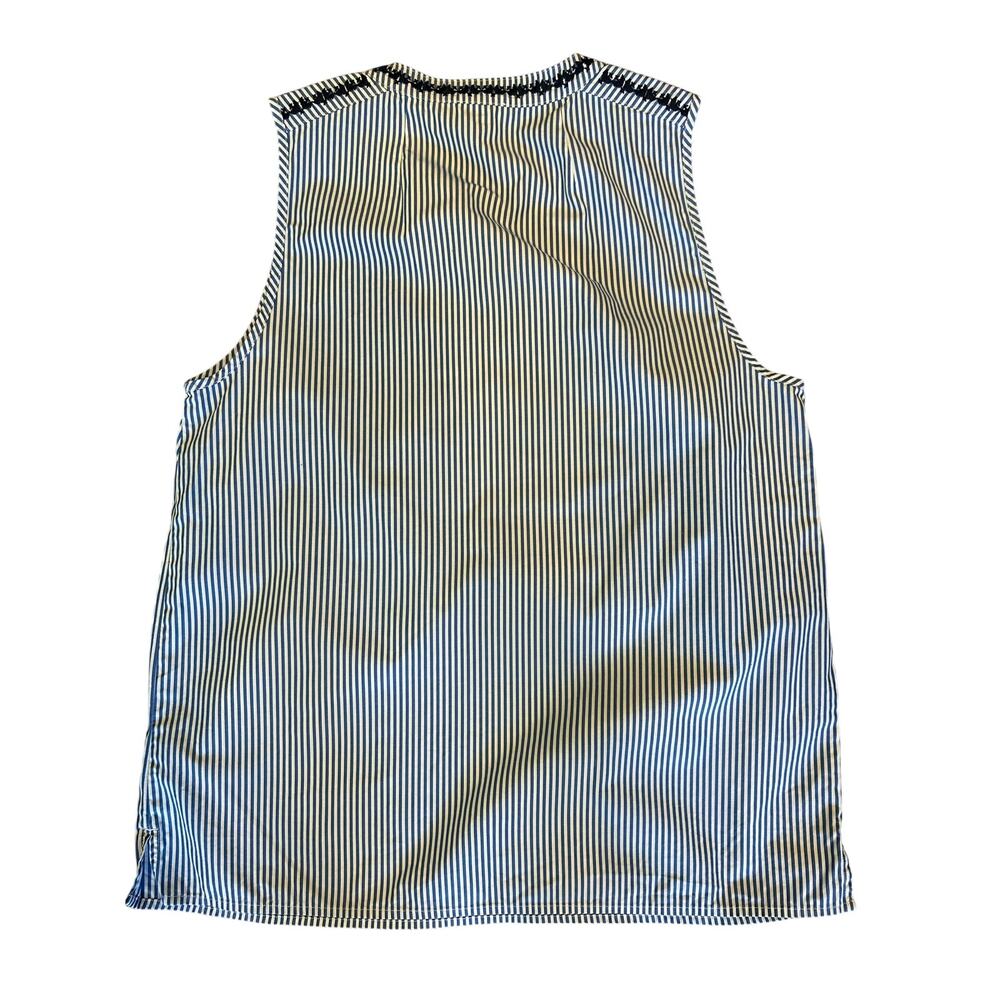 J.Crew Blue White Striped Embroidered Sleeveless Top Women’s M Boho Cotton - Picture 5 of 8